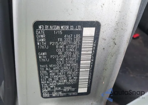 2015 Nissan Juke Sv from USA, damaged, VIN JN8AF5MVXFT557211